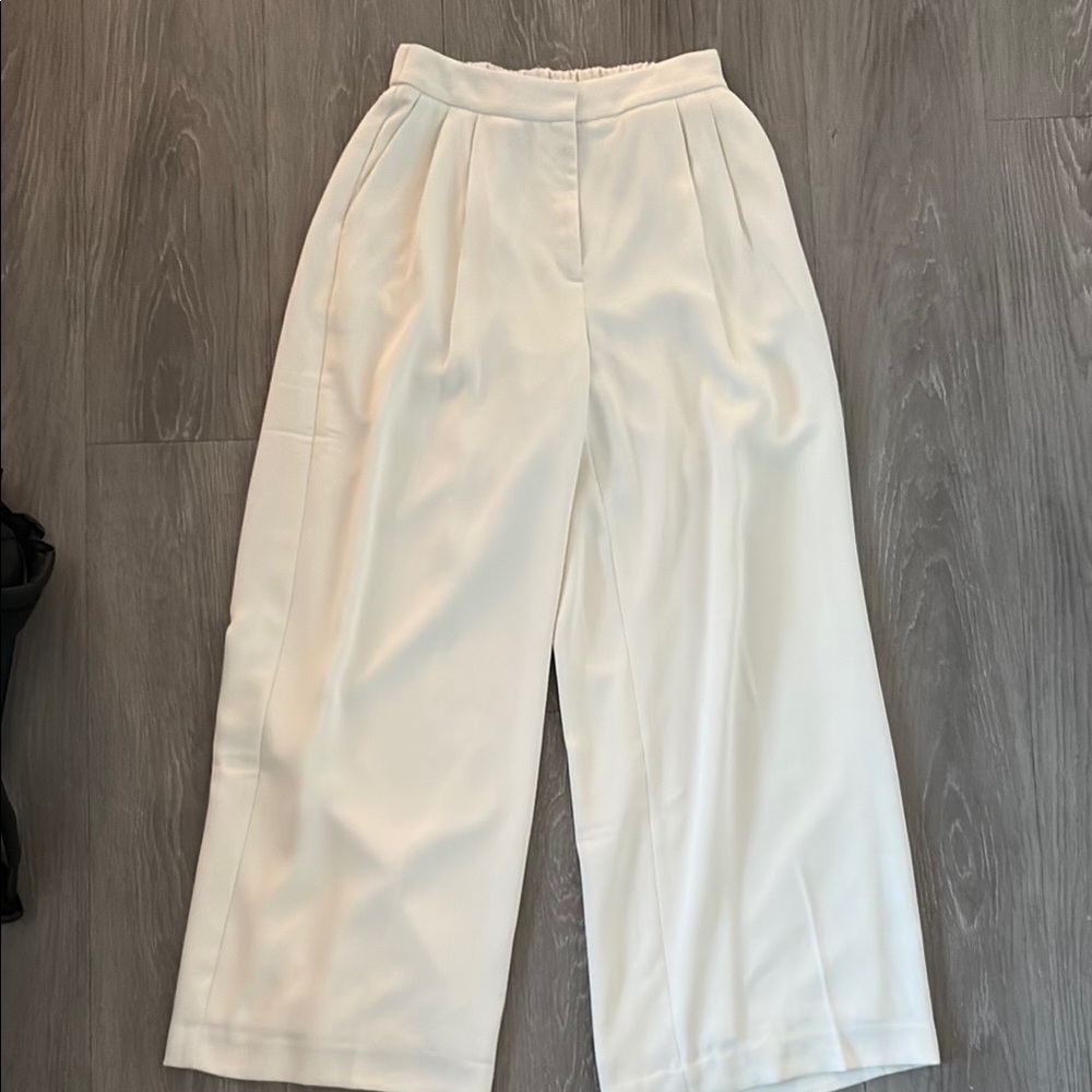 Elegant Cream Wide-Leg Pants
